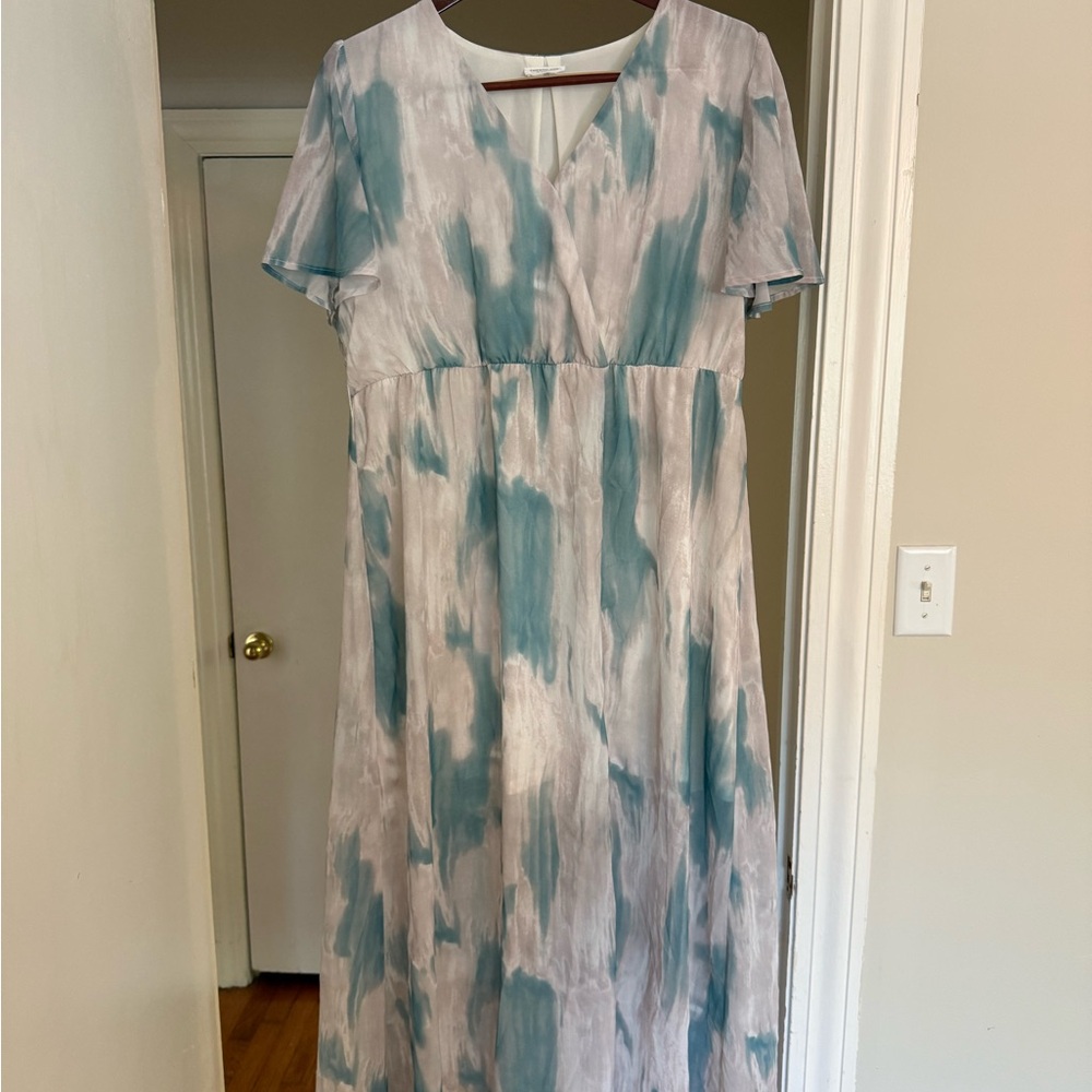 Elegant Blue and White Women's Dress